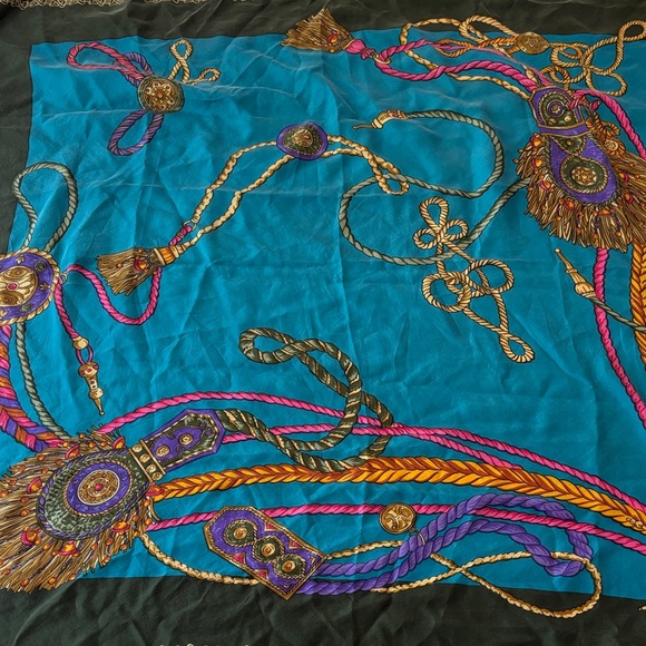 100% Silk Vintage | Colorful Scarf with Nautical Design - Picture 3 of 5